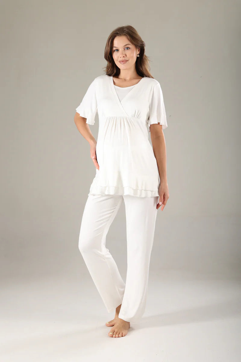 Yeşil Jakarlı Sabahlıklı Lohusa Pijama Takımı-819