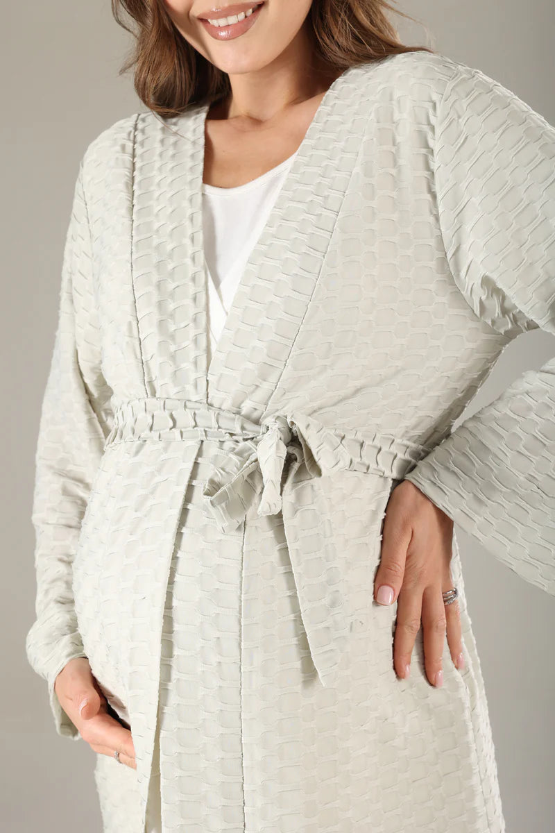Yeşil Jakarlı Sabahlıklı Lohusa Pijama Takımı-819