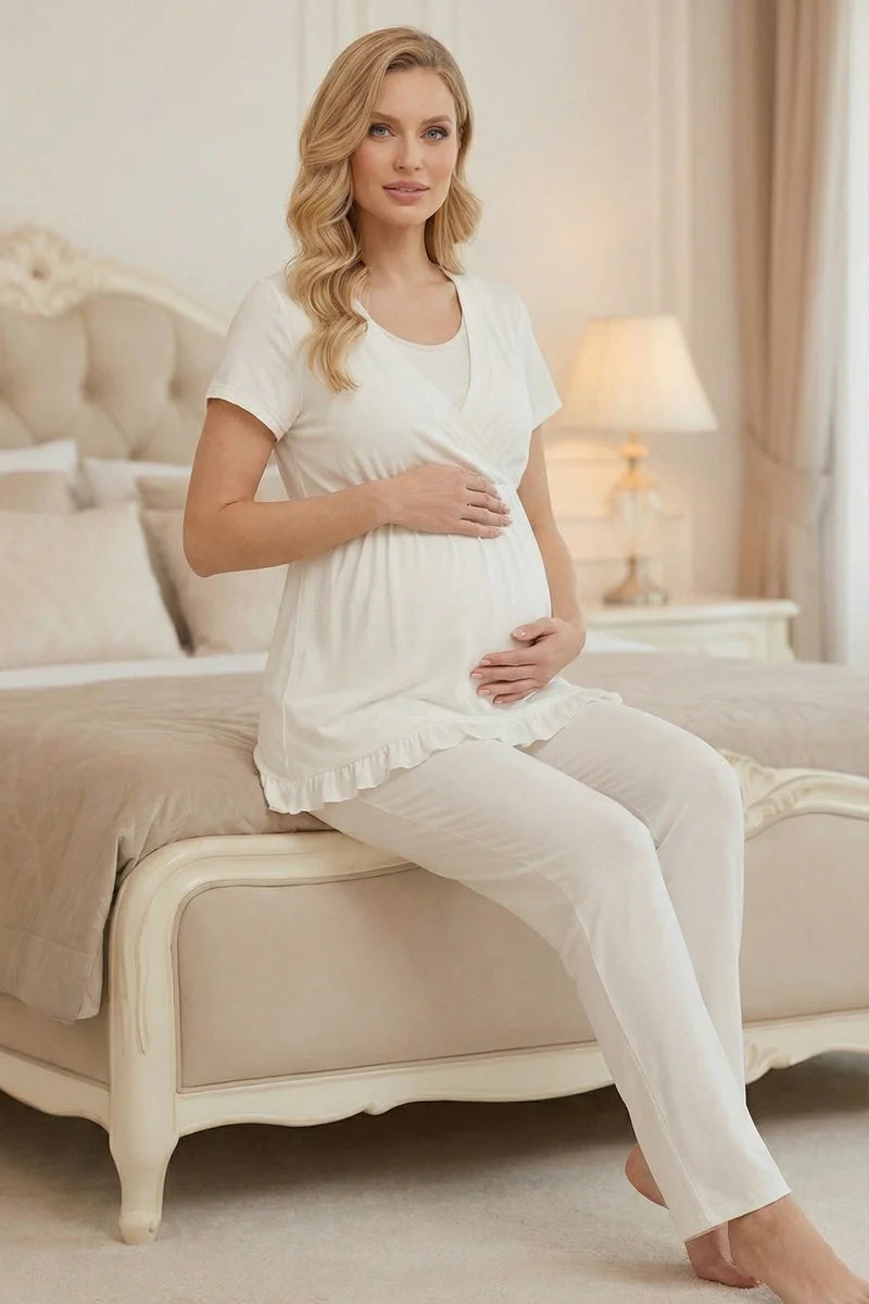 Kruvaze Lohusa Sabahlıklı Pijama Takım- 2011