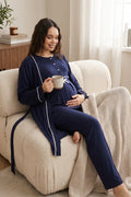Biyeli Önden Düğmeli Lohusa Sabahlıklı Pijama Takım- 509